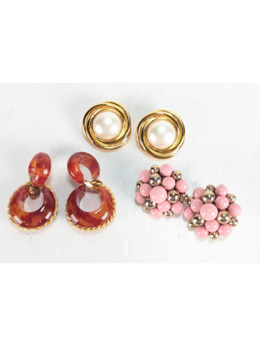 Vintage Lot Of 3 Clip On Earrings 1960's Fashion Beautiful! Classic Wearable